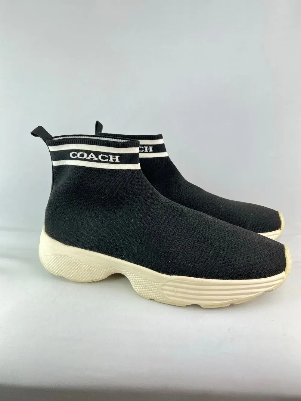 Coach FG4264 C203 Women's Knit Sock Sneakers Black Size 11B